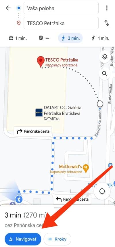 Tu je vidieť kde presne nájdete možnosť navigovať.
