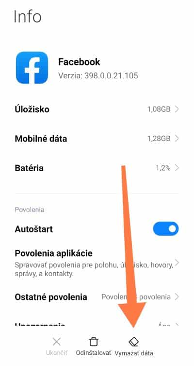 Označenie možnosti vymazať dáta
