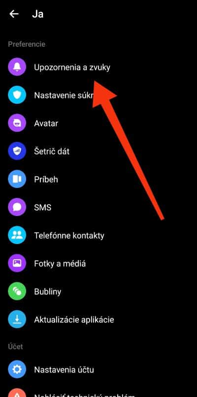 Označenie upozornenie a zvuky Messenger 12