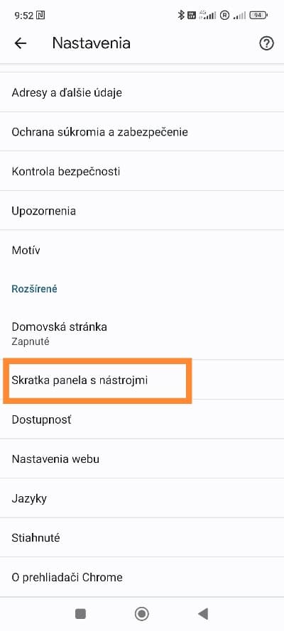Panel s nástrojmi
