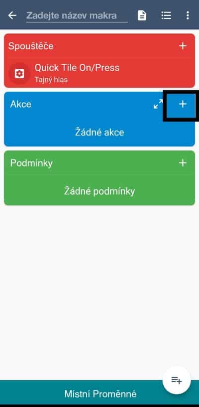 Tlačidlo + na akciu
