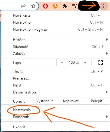 Tri bodky a nastavenia google