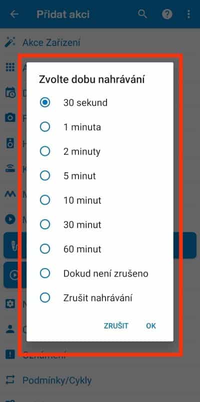 Ukážka dlzky nahrávania Action Blocks