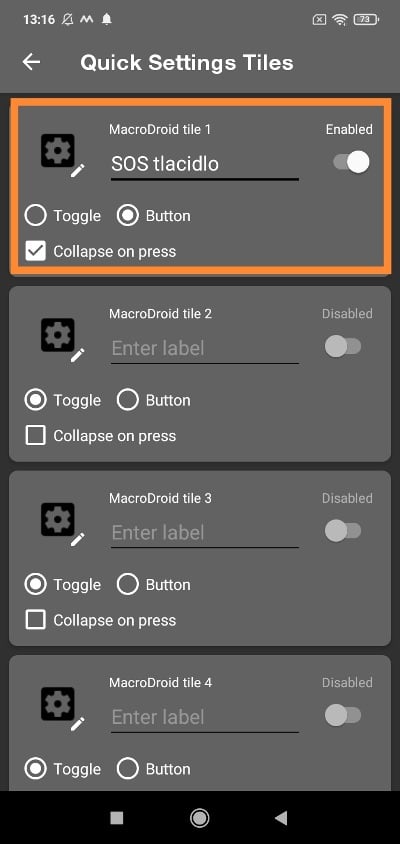 Vytvorenie SOS tlačidla MacroDroid