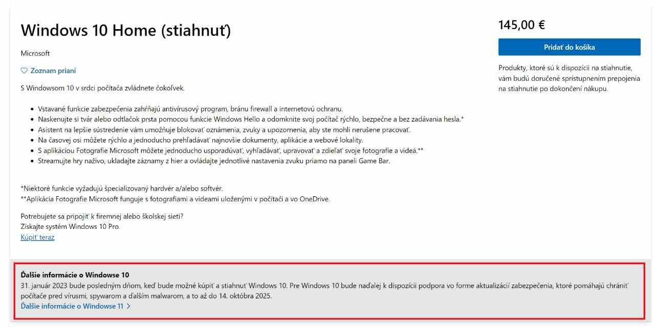 Windows 10 ukoncenie oficialneho predaja