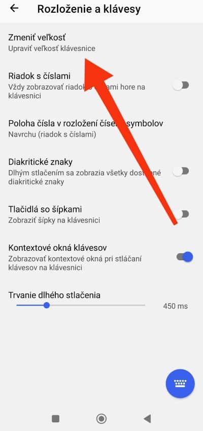 Zmenit velkost v SwiftKey