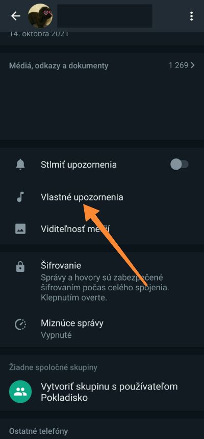 ako nastavit ton upozornenia na kontakt vo whatsappe_3