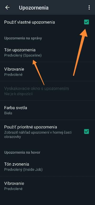 ako nastavit ton upozornenia na kontakt vo whatsappe_4