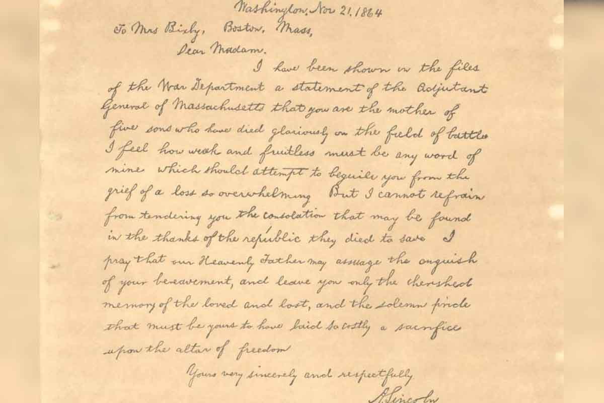 Abraham Lincoln nie je autorom listu, ktorý sa považuje za najkrajší v histórii anglického jazyka.