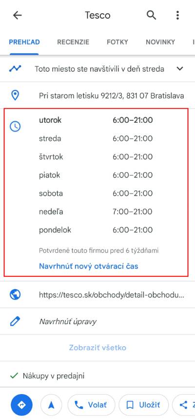 otvaracie hodiny google mapy_nahlad