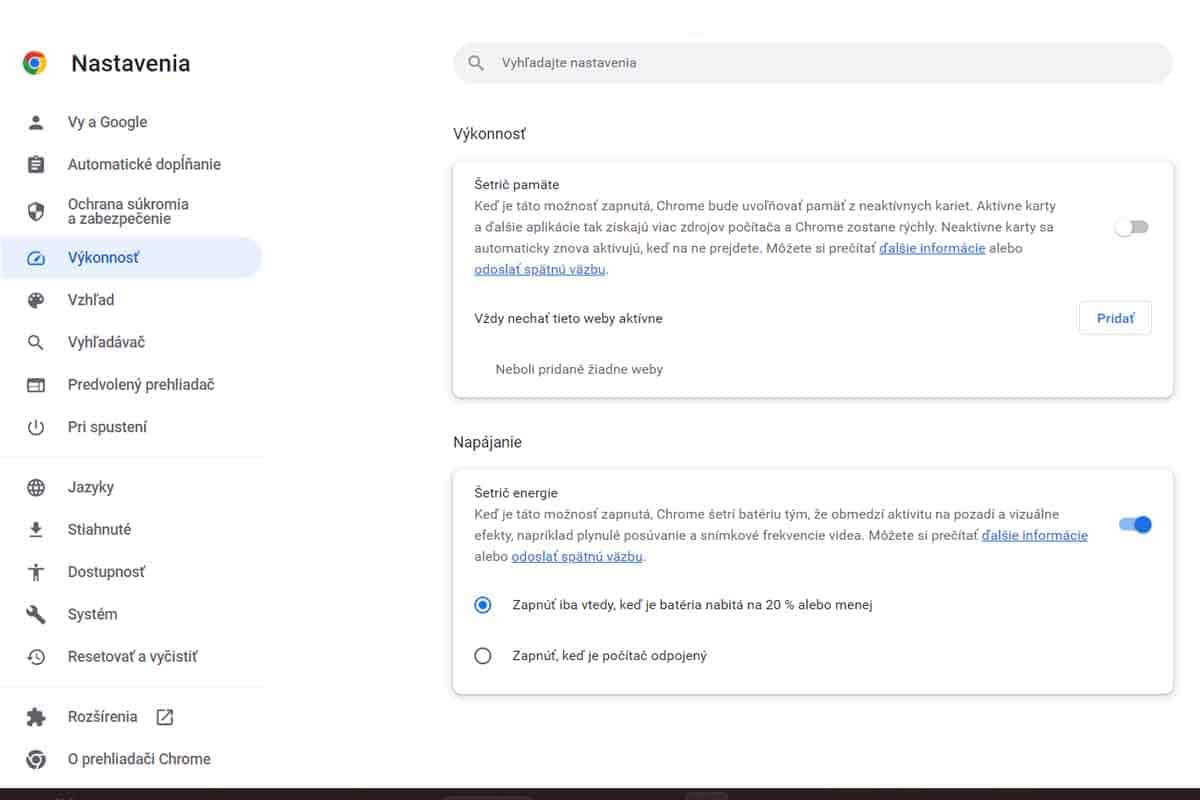 Google Chrome prináša funkcie šetrenia pamäte a batérie