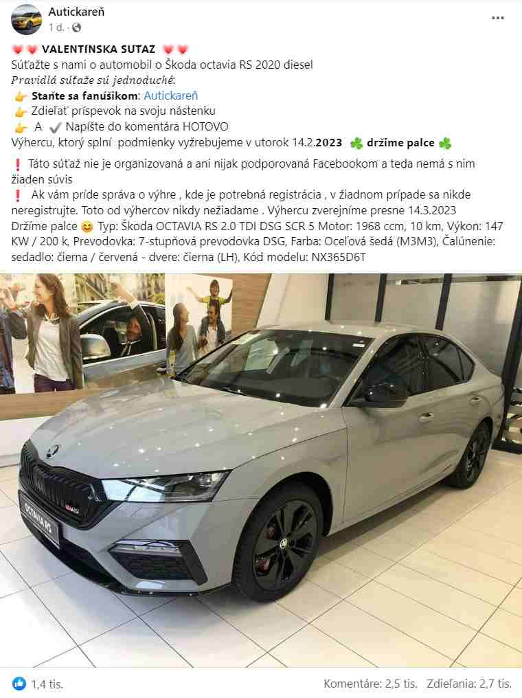 Facebook podvodna sutaz o auto_2