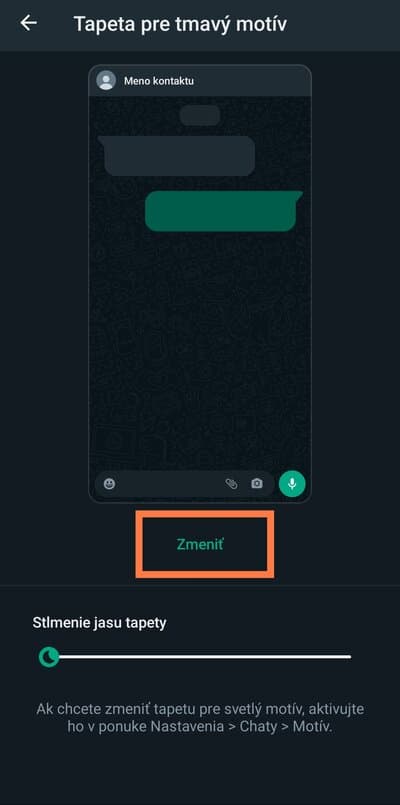Možnosť zmeniť WhatsApp tapeta