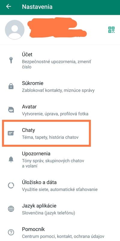 Označenie možnosti chaty Whatsapp