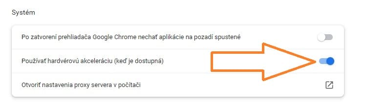 Používať hardverovú akceleráciu CHrome