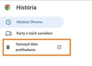 Vymazať dáta prehliadania Chrome