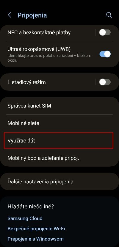 ako zapnut setric dat Android_1