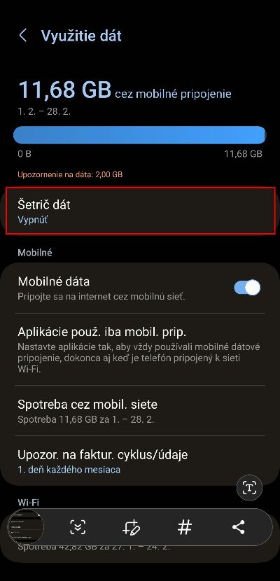 ako zapnut setric dat Android_2