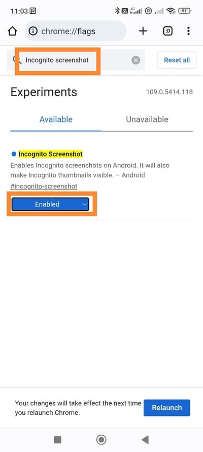 Chrome režim inkognito snímka obrazovky