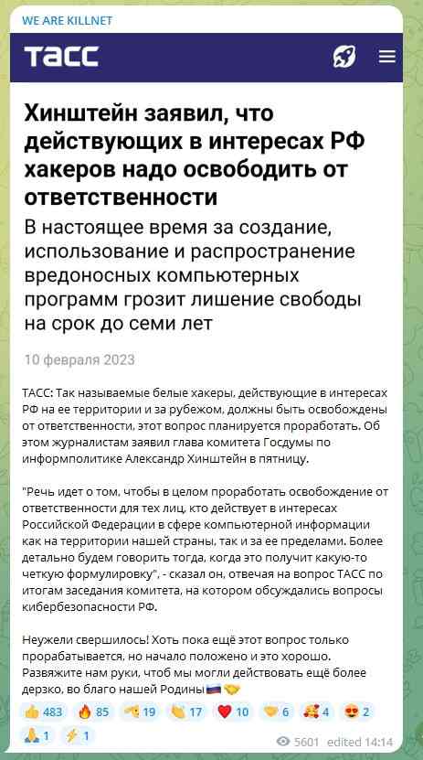 rusko zbavi hackerov zodpovednosti ak utocia v mene ruskej federacie proti nepriatelom