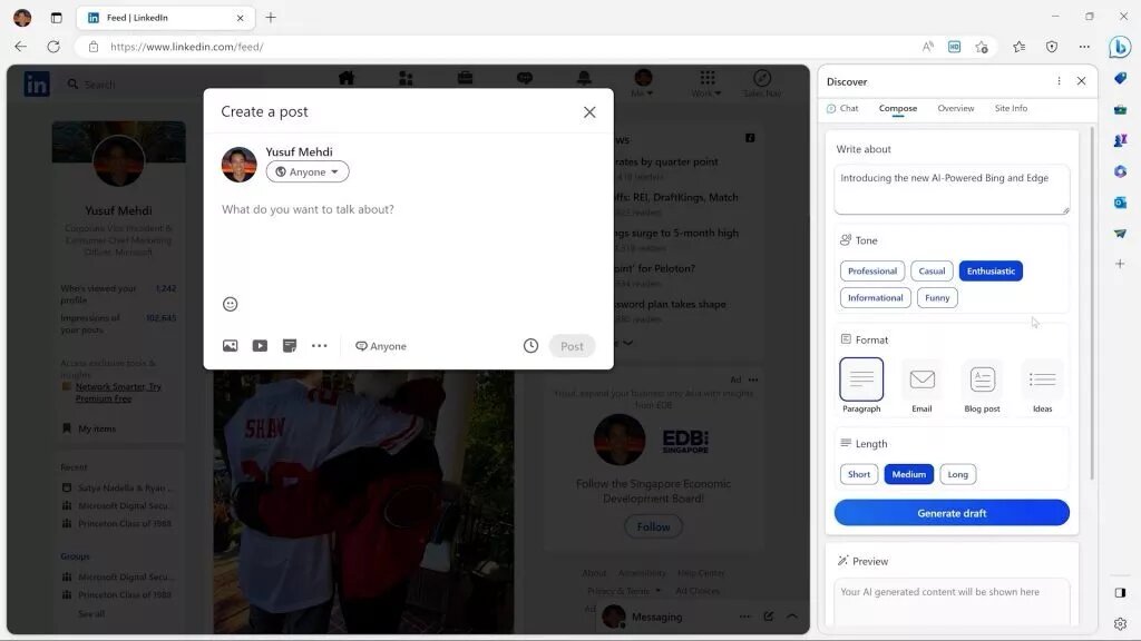 Bing ChatGPT ukážka