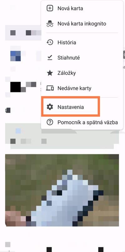 Chrome možnosť nastavenia