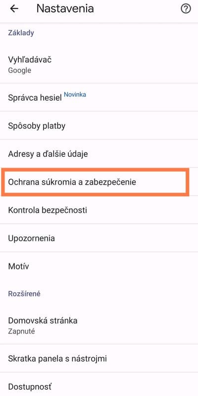 Chrome ochrana sukromia a zabezpečenia