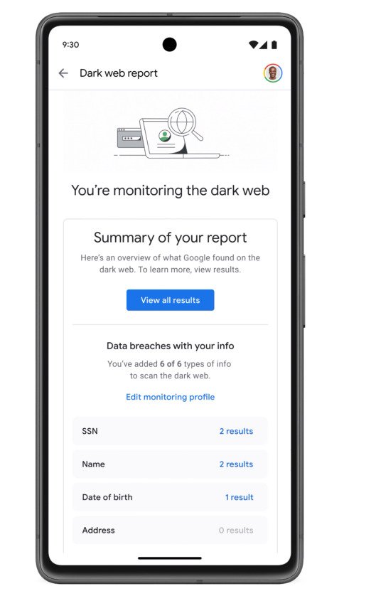 Dark web monitor Google 3