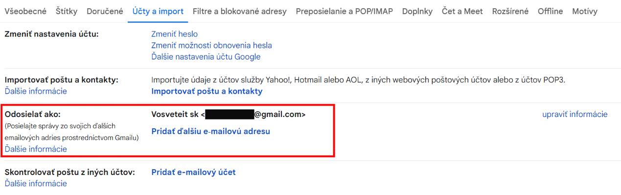 Gmail kontrola odoslat ako