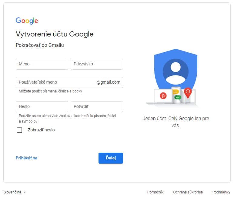 Gmail vytvorenie noveho uctu