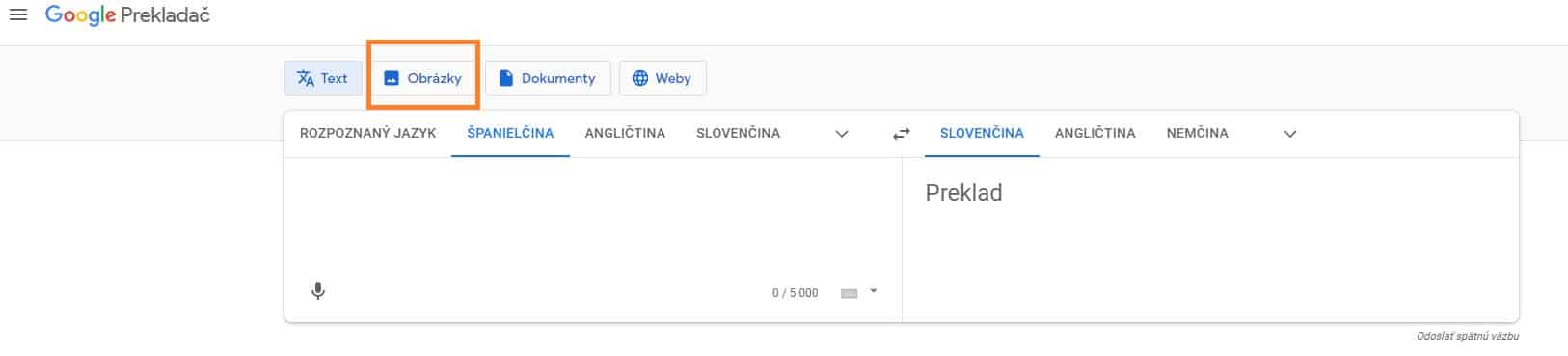 Google Prekladač označenie obrázky