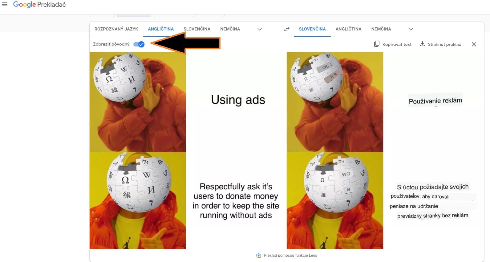 Meme wikipedia preklad Translate