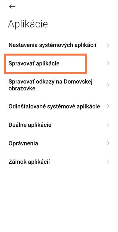Možnosť spravovať aplikácie