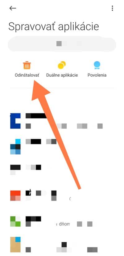 Označenie možnosti odinštalovať
