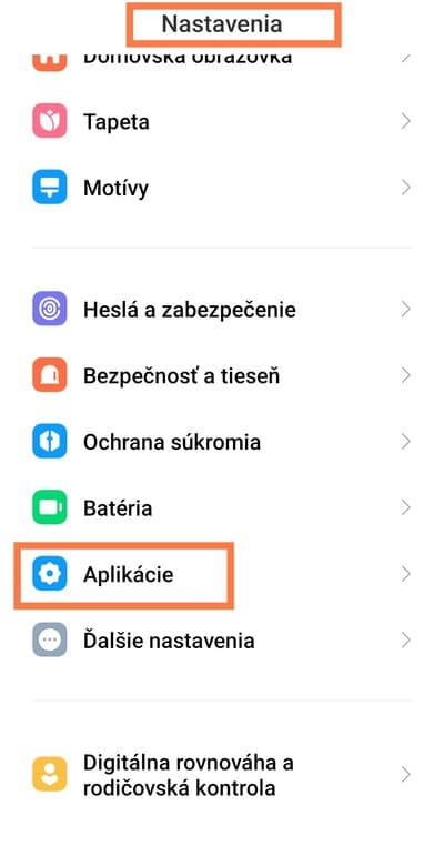 Označenie nastavenia a aplikácie