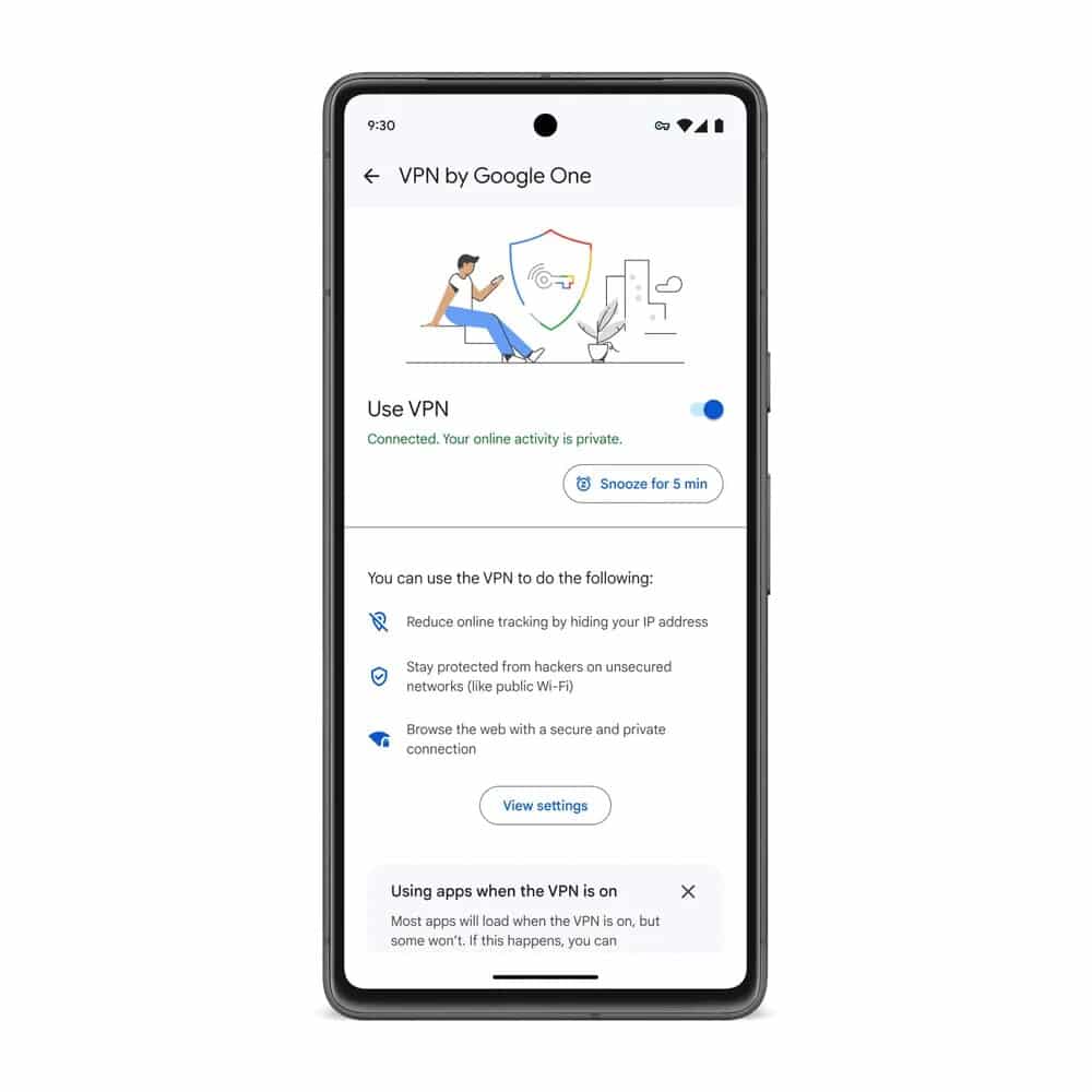 Používanie VPN v Google One