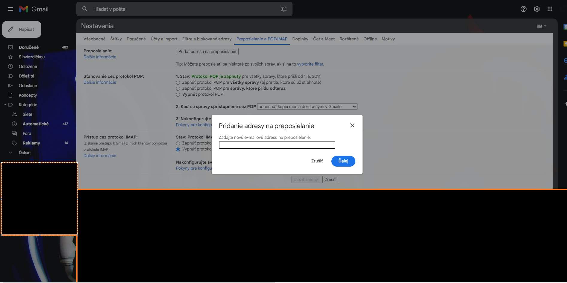 Pridanie novej emailovej adresy mail