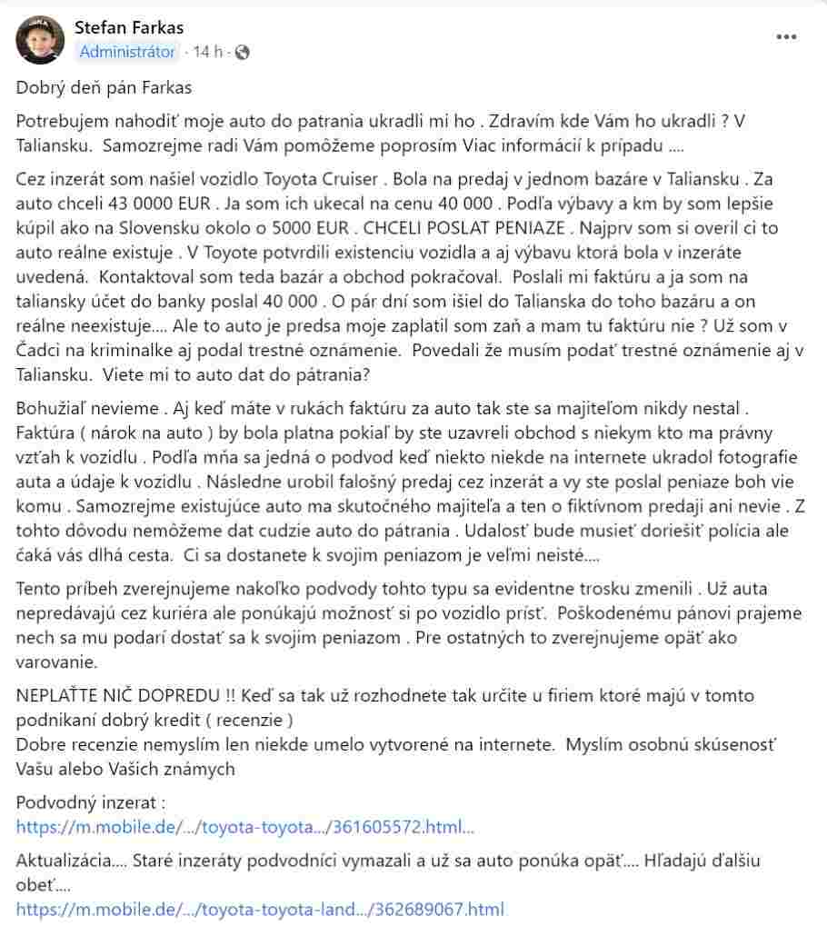 podvedeny muz pri kupe auta HAKA