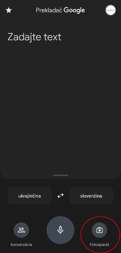 preklad textu google translate kamera