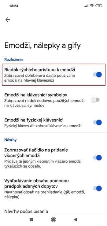 Ako si zapnete riadok rýchleho emoji?