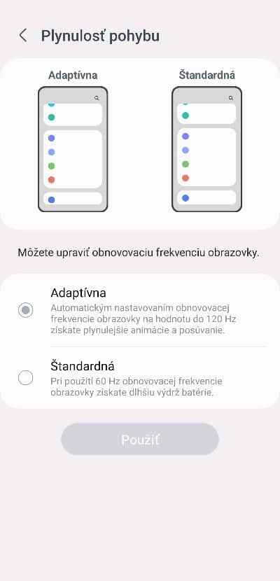 samsung galaxy s23+ Displej obnovovacia frekvencia