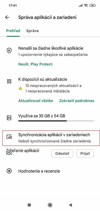 Synchronizujte si zariadenia s obchodom Play