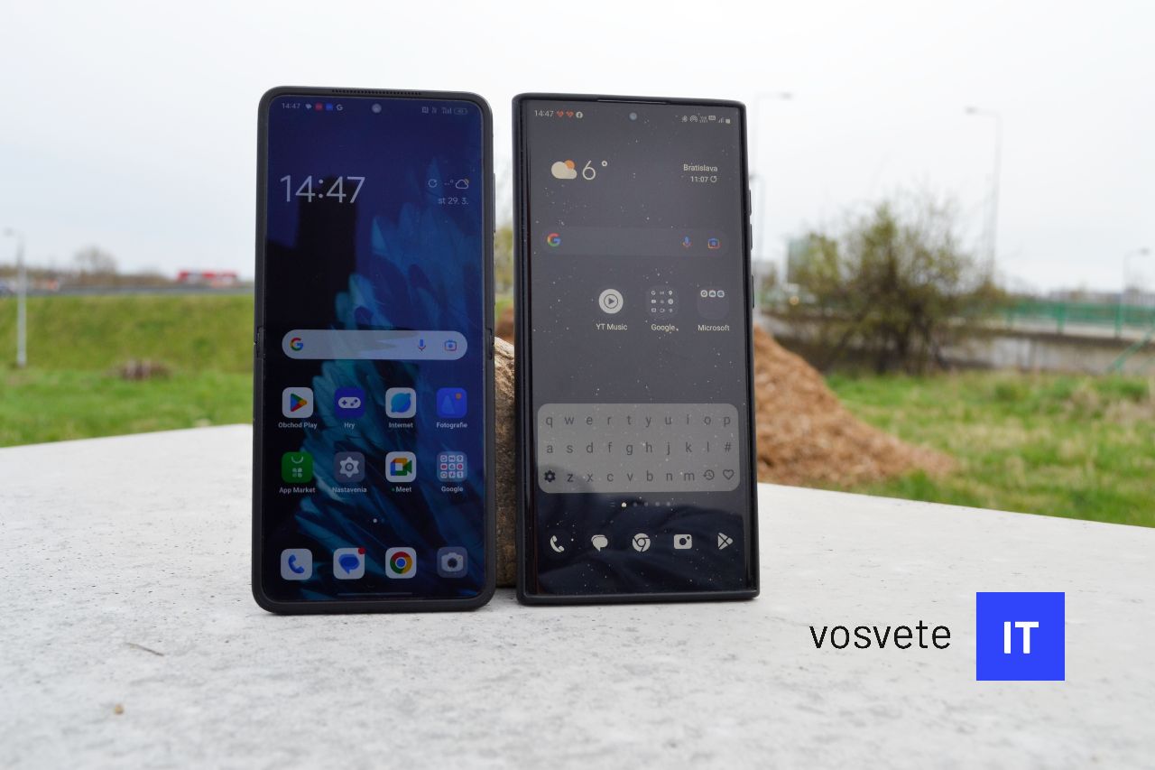OPPO Find N2 Flip a galaxy S22 Ultra bok po boku