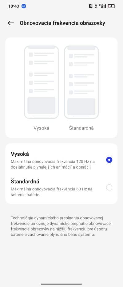 Oppo ColorOS_120 Hz alebo 60 Hz