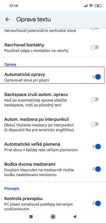 Ako si na klávesnici vypnúť možnosť automatickej opravy textu?
