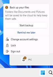 Windows 11 upozornenie menu štart