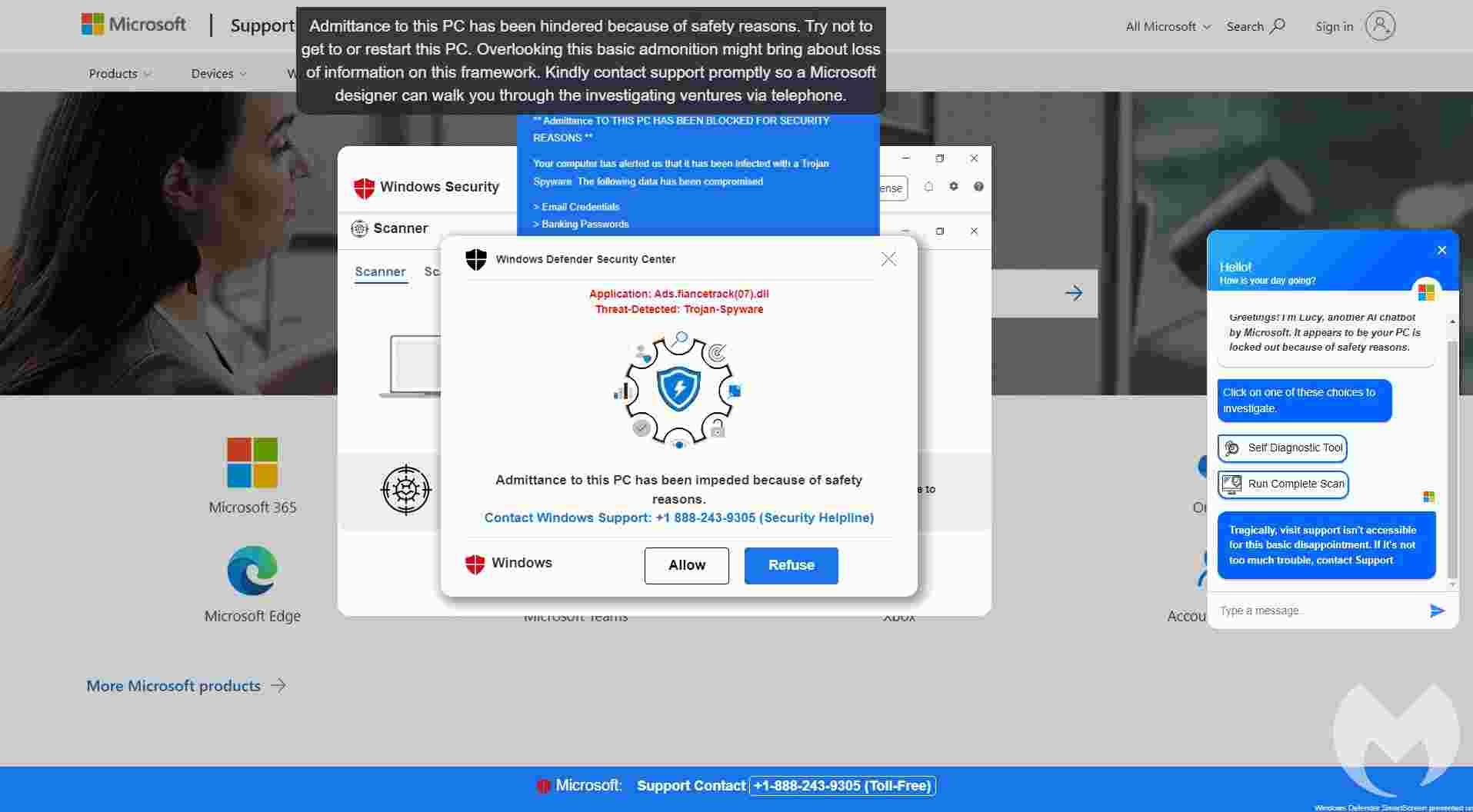podvodna stranka podpora microsoftu