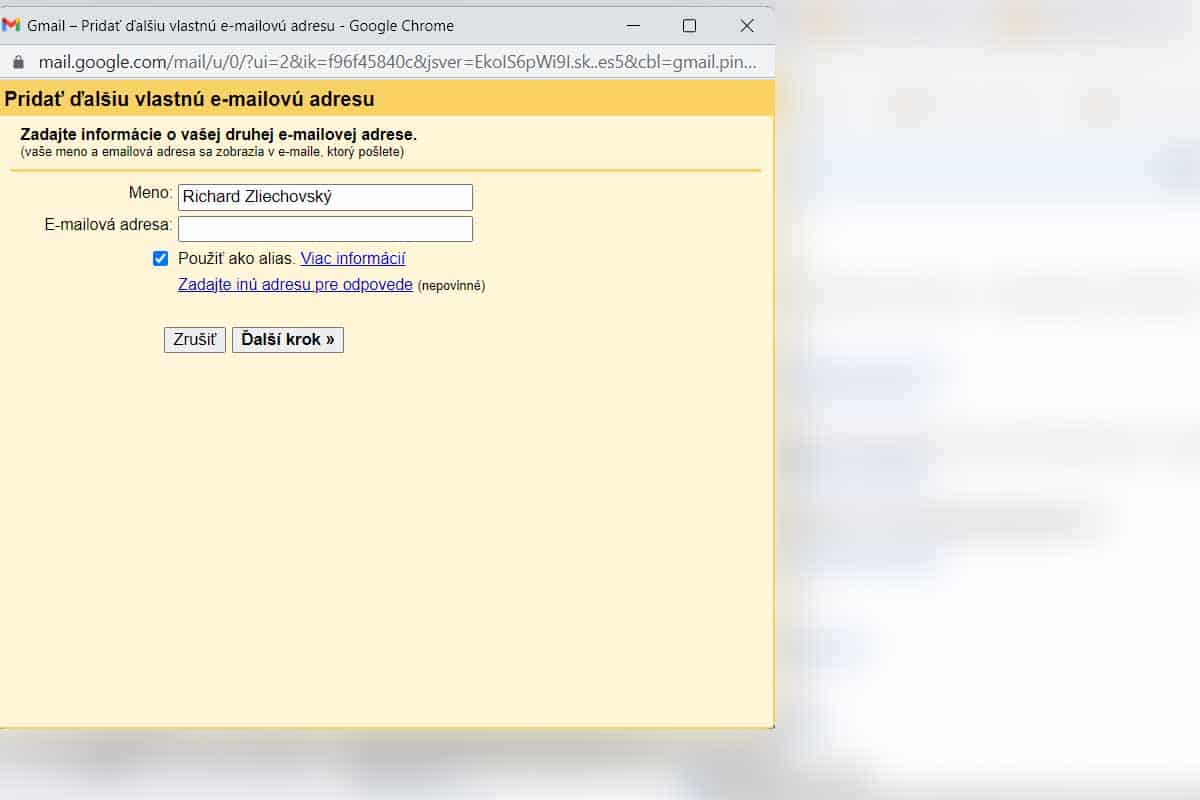 Ako si do Gmailu pridáte ďalšiu mailovú adresu?