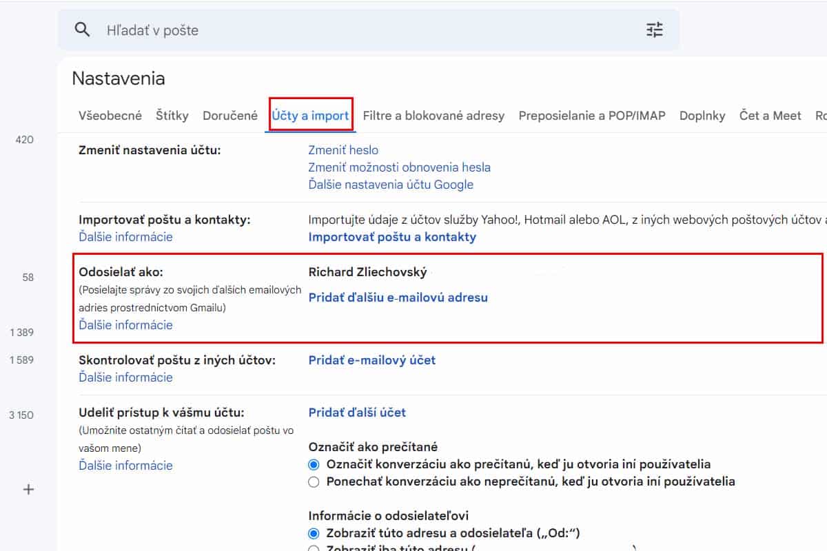 Ako si do Gmailu pridáte ďalšiu mailovú adresu?