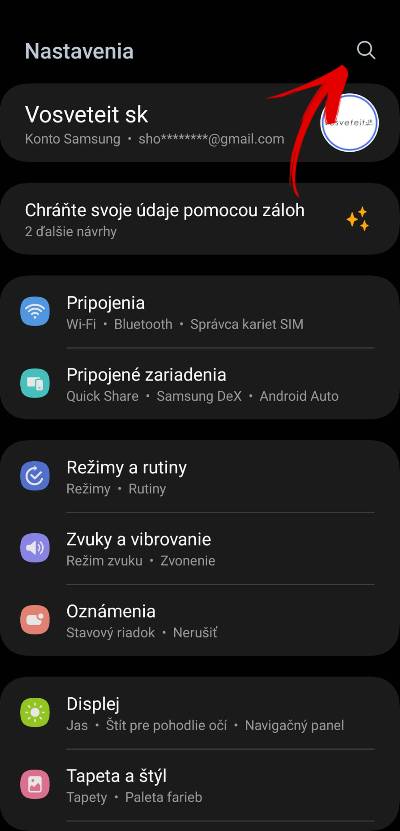 Nastavenia telefonu nasepkavac